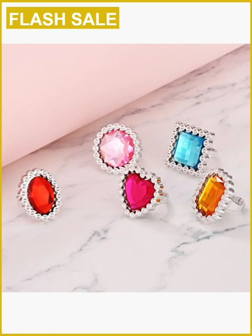 72 Pcs Adjustable Plastic Rings for Kids Dress Up